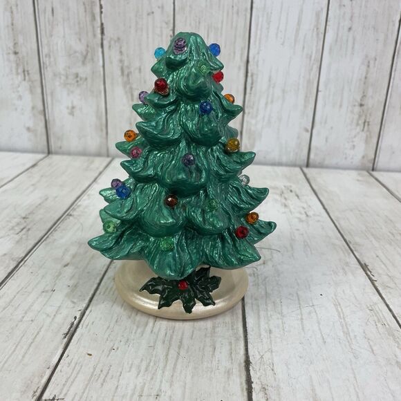 Vtg Small 6.5” Ceramic Christmas With Stand Hand Painted - Picture 1 of 10